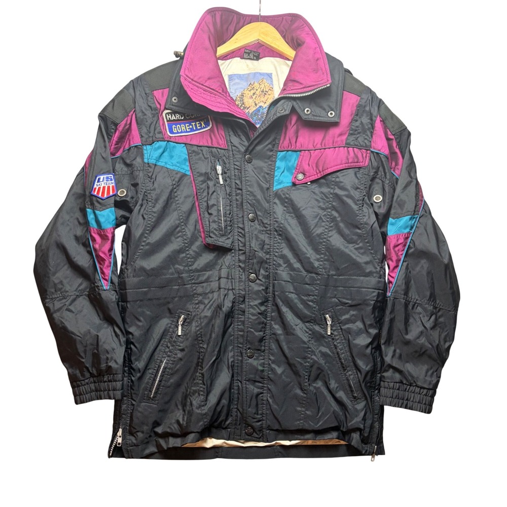 Vintage US Ski Team Hard Corps Ski Womens Jacket Black Gore-Tex Colorblock Coat